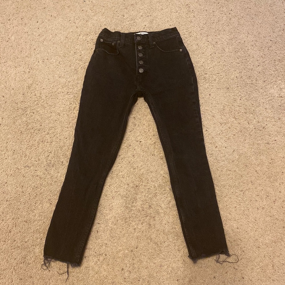Abercrombie & Fitch The Skinny High Rise Black Denim Jeans | Size 24